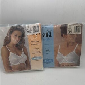 2 VTG Bali Sno-Flake Lace Underwire Bra White Sz 38 DD fuller shapes NOS READ